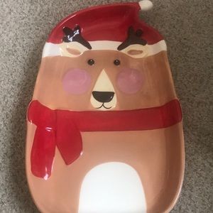 Magenta Holiday Bear platter